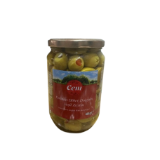 GREEN OLIVE STUFFED WITH PEPPER 720CC CEM ZEYTIN (TURKISH)